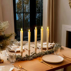 Homemory Real Wax LED Flameless Taper Candles with Remote Timer, 9.6 Inches Ivory Fake Candlesticks, Dripless Battery Operated Window Candle with 3D Flickering Flame for Fireplace Xmas Halloween - style: Farmhouse - Ivory 9.6"