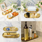 8 Pack 12 Inch Oval Stainless Steel Decorative Tray, Stainless Steel Tea Fruit Tray, 12 inch Gold Oval Trays for Bathroom Vanity, Jewelry, Perfume & Key Organizer (Gold) - size: 8 Pack 12 Inch