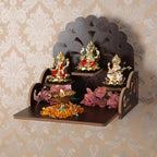 Wooden Wall Mounted Hanging Puja Temple|God Stand for Pooja Room Mandir| Devghar Stand Temple| Home Temple|Table Top Mandir |Home Wall Temple Waterproof - size: Tristand Wooden Temple