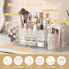 INVSSENE Stackable Makeup Organizer Countertop, Storage Perfume Skincare Cosmetic Lipstick Face Mask Makeup Brush Palettes, Ideal for Vanity Bathroom Counter - color: 3516 Clear