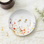 Crisky Initial Jewelry Tray Ring Dish & Gift Box, Ceramic Flower Trinket Dish for Rings Earrings Necklaces Keys, Bridal Shower Engagement Birthday Gift for Women, Friends 4.57" (Gold Foil V - style: Initial V