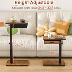 Simple Serenity TV Tray Table with Drawer & Swivel Top, Height Adjustable TV Tray for Eating on Couch, C Shaped End Table for Couch, Sofa Desk Couch Table for Bedroom & Living Room, Patent Pending - color: Rustic