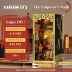 MiniCity DIY Book Nook Kit for Adults, 3D Wooden Puzzle Bookend Bookshelf Insert Decor with LED Light and Dust Cover (The Emperor's Study) - style: The Emperor's Study