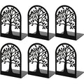 Happyhapi Book Ends, Metal Book Ends to Hold Books, Tree Decorative Bookends for Shelves, Black Book Stopper Bookend for Heavy Books, Book Holder for Shelf Home Office, 6.8 x 4.7 x 3.5(3 Pair/6 Pcs)
