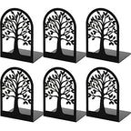 Happyhapi Book Ends, Metal Book Ends to Hold Books, Tree Decorative Bookends for Shelves, Black Book Stopper Bookend for Heavy Books, Book Holder for Shelf Home Office, 6.8 x 4.7 x 3.5(3 Pair/6 Pcs)