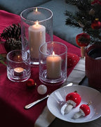 ARIAMOTION Glass Candle Holders Set, Hurricane Vase Centerpieces for Pillar Votive Flower,Clear Seeded Bubbles Cylinder Bulk, Mother's Day Birthday Gift,3 Sizes 8 Inch 5 Inch 3.5 Inch Height - color: Bubbles Clear