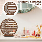 Kathfly Large Boho Moon Wooden Earring Display Organizer Stand Gift 10 Inch Floral Goth Earrings Stud Jewelry Holder Dangle Hanging Holder Gift for Women(Brown) - color: Brown