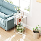 Clear Acrylic Narrow Side Table Set of 2 for Small Spaces, 15.75" L x 7.87" W x 26.7" H, 3 Tier Rectangle Slim End Table Nightstand, Small Mini Skinny Bedside Table for Bedroom, Living Room - size: 3 Tier 2-Pack 26.7“H