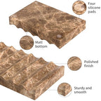 Luxury Marble Soap Dish Tray,Rectangle Stone Marble Soap Tray,Self Draining Soap Holder for Bathroom, Kitchen (Light Brown) - color: Light Brown