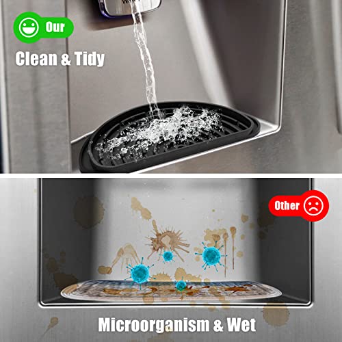 Refrigerator Drip Catcher, Refrigerator Drip Tray For Water Tray,Fridge Water Dispenser Drip Tray Prevents Water Splashes,Non-slip Silicone Dispenser Drip Collector for Ge Samsung -2 PCS Black - color: Black, size: 2PCS Semi-Circular