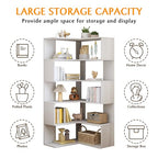 IOTXY 6-Tier L-Shaped Corner Bookshelf - 66" Tall Wooden Freestanding Bookcase with Open Shelf Units, White - color: White