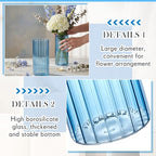 6 Pcs 8 Inch Tall Glass Ribbed Cylinder Vases Clear Floating Candle Flower Vase in Bulk, Hurricane Candle Holder for Wedding Housewarming Gift Table Centerpieces(Blue) - color: Blue, size: 8 Inch