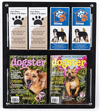 Displays2go Acrylic Wall Mounted Magazine Rack, 4-8 Adjustable Pockets, 2-Tiered - Black (2RP4BLK) - color: Black, size: 4 Pockets