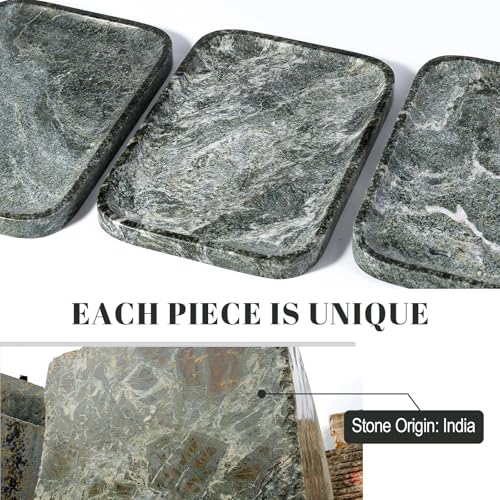 Koville Marble Tray, 12"x8" Natural Marble Vanity Tray for Countertop Bathroom Kitchen Dresser, Marble Catchall Trays for Perfume Jewelry, Decorative Rectangular Tray Home Decor(Green) - color: Indian Green