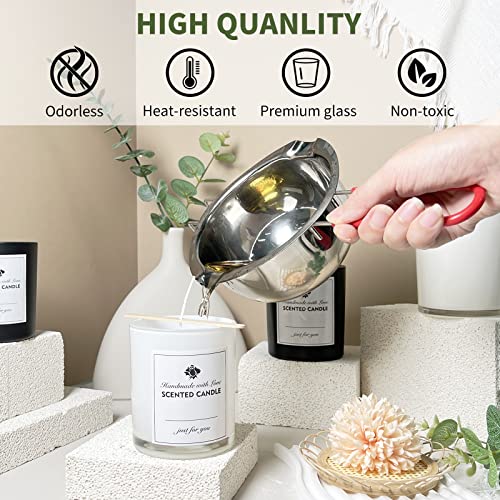 SUPMIND 12 Pack 10oz Glass Candle Jars with Lids and Sticky Labels, Empty Candle Jars for Making Candles Bulk Containers(Inner White) - color: Inner White, size: 10oz