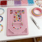 MIAO YUAN 4PCS Pink DIY Hand String Necklace Design Plates,Beaded Measuring Board Tray for Jewelry Bracelet Making,Flocking Dial Panel Tool for Beading - color: Pink