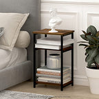 Furinno Just 3-Tier Metal Frame End Table with Storage Shelves, 1-Pack, Amber Pine - color: Amber Pine, size: 1-Pack, Metal Frame, 3-Tier