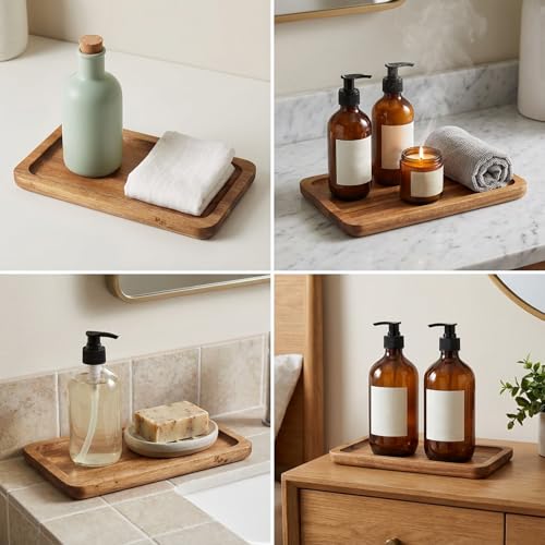 Wooden Tray 7.5 x 4.3 Small Serving Trays Mini Dark Wood Trays Rectangle Wood Tray for Tea Coffee Snack Food Kitchen Bathroom Home Decor