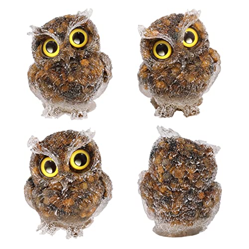 mookaitedecor Tiger's Eye Owl Statue Sculpture Stone, Carved Animals Night Owl Figurine Crystal Ornament for Desktop Office Home Decor - color: Brown, size: 2.36 inch