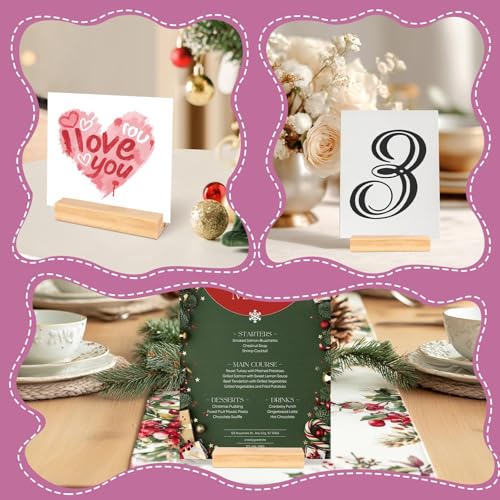30Pcs 3.9x1.4 Inches Wood Table Number Stands, Wood Place Card Holders, Picture Holder Acrylic Sign Holders for Wedding, Ceremony, Birthday, Party, Home Decoration, Events - size: 3.94" 30pcs