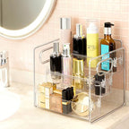 3-Tier Bathroom Counter Organizer – Storage Shelf for Makeup, Perfume & Skincare, Makeup Perfume Tray Skincare Organizer Fits Bathroom, Dresser, Kitchen (Clear)