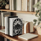 Peacoblue Metal Bookends for Shelves, Modern Decorative Heavy Duty Study Book Support Stoppers for Office, Desk, Shelf, Room 5.3"x4.3"x7.9" Cast Iron Simple Tall Bookends, 1 Pair (Moth) - style: Moth