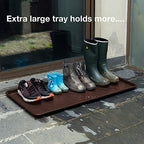 All Weather Boot Tray, Extra Large Size Water Resistant Plastic, Multi-Purpose for Shoes, Pet Feeding Trays, Mudroom Entryway, Garage, Indoor or Outdoor – Extra Large, 40”x20”(Brown) - style: Brown