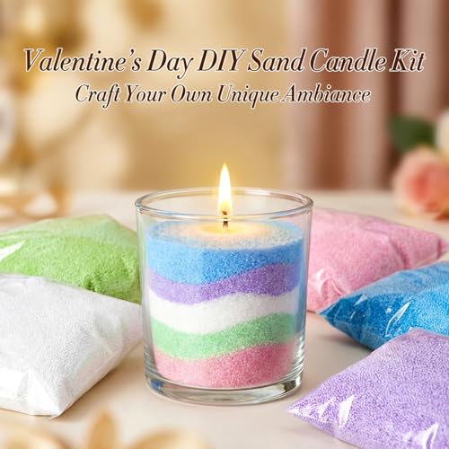 Sukh Candle Sand and Wicks - 430G(0.94lb) Sand Candles with Wicks Green, White, Pink, Blue, Purple Refillable Candle for Weddings, Parties - color: Mixed Colours 2