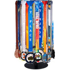 Shimeyao Medal Hanger Display Rotatable Medal Holder DisplayRotating Metals Display Rack Adjustable Award Holder Stand for Basketball Running Sports Race, 45+ Plaques - color: Black