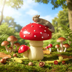 Squirrel Mushroom Resin Statue - Cute Squirrel Mushroom Statue for Desk Living Room Resin Figurine for Home Patio Office Decoration Cute Plant Statues for Tabletop Garden Backyard Decoration - style: Squirrel