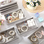 Inbagi 8 Pcs Small Velvet Jewelry StorageTray Stackable Drawers Organizer 8.3 x 4.7 x 1 Inches - color: Gray