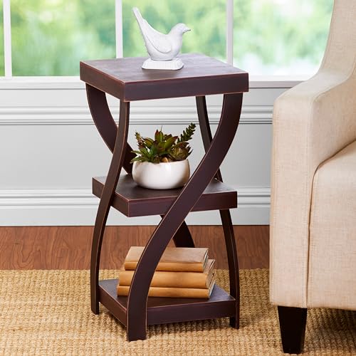 The Lakeside Collection Distressed Twisted Wood Accent Table - Walnut - color: Walnut