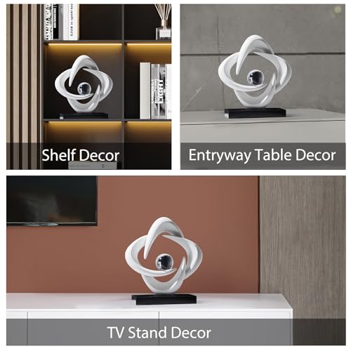 FJS Abstract Art Statues for Home Decor, White 4 Pointed Star Sculpture, 10.8" H Modern Coffee Table Bookshelf Decor Accents, Decorations for Living Room Dining Room Office Hotel (White) - color: B-white