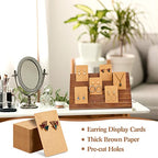 Blulu 31 Pack Wooden Earring Display Stand 7 Slots jewelry Display Holder with Earring Card for Selling Vendors Retail Show - color: Light Brown