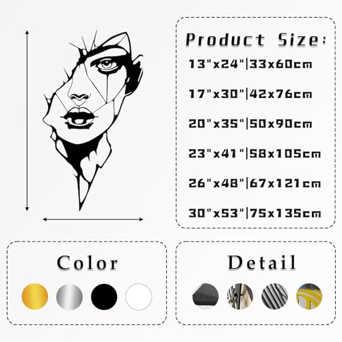 Minimalist Abstract Woman Silhouette Line Art, Metal Wall Decor for Bedroom - Gift for Her (Gold, 20"x35"|50x90cm) - color: Gold, size: 35"L x 20"W