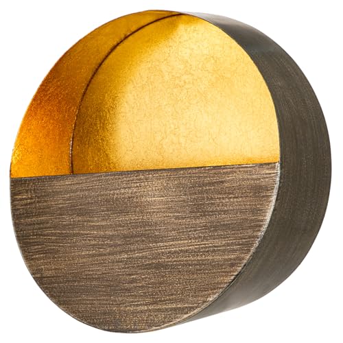 Luxury Metal Wall Candle Sconces – Large Handcrafted Wall-Mounted Tealight Candle Holders with Gold Leaf Interior – Modern & Rustic Home Décor for Living Room, Hallway – 11.8" Bronze Single Piece - color: Bronze, size: Large