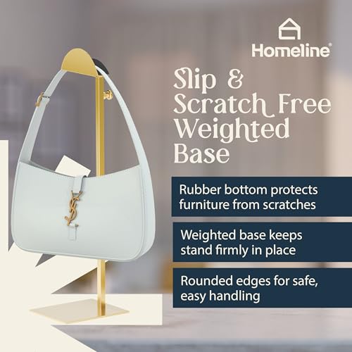 Purse Holder Stand – Freestanding Purse Rack Stand Adjustable 3-Pack Purse Holder/Purse Display Stand with Velvet Cradle, Weighted Non-Slip Base, No Assembly Required