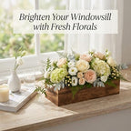 Dandat 6 Set Wood Boxes for Centerpieces 12x4 Inch Rectangle Wooden Planter Box Rustic Wood Planter with Removable Plastic Liner Floral Foam Blocks for Centerpieces Home Wedding Garden Decor - size: 12x4 Inch