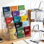 5 Tier Brochure Holder 12x13” Clear Acrylic Literature Display Stand Holds 3 Brochures in One Row Pamphlet Holder Display Stand for Booklets Flyers Table Signs Office Exhibition Store Home, 1 Pack
