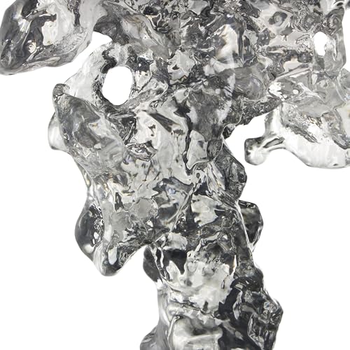 Deco 79 Glass Abstract Handmade Decorative Sculpture Freeform Home Decor Statue with Clear Square Base, Accent Figurine 8" x 4" x 15", Clear - size: 8" x 4" x 15"