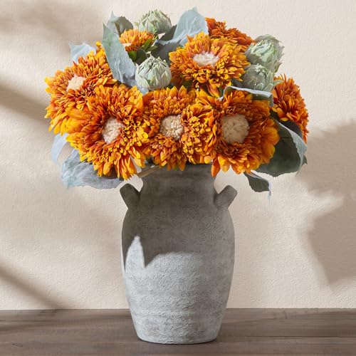 Ceramic Flower Vase with Handles,9.76 Inch Large Decorative Vase,Rustic Farmhouse Vase for Living Room Bedroom Kitchen Table Office Centerpiece Decorations, Holiday & Wedding - color: 013-3