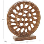 Deco 79 Teak Wood Abstract Handmade Decorative Sculpture Circular Cutout Home Decor Statue, Accent Figurine 20" x 6" x 21", Brown - size: 20" x 6" x 21"
