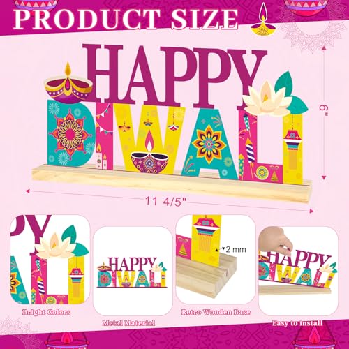 COCHIE Metal Happy Diwali Sign, Indian Festival of Light Table Centerpieces Decorations for Home, Office, Shelf, Mantel, Indoor, Traditional Party Supplies Decor (Diwali) - style: Diwali