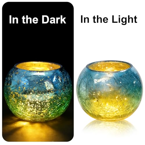 4 Pack Glass Votive Candle Holders, Grandient Tealight Holder, Stained Glass Candle Holder Bowl, Colorful Mosaic Scented Candle Stand for Home Decor Wedding Party Table Centerpieces, 4 Color