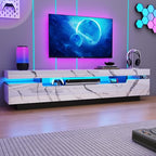 Uspeedy 70IN White TV Stand for 75/80 inch TV,Modern LED TV Stand for Living Room,High Gloss Entertainment Center with Storage Drawer,APP RGB Light,TV Console,Television Stands(Marbling) - color: Marbling