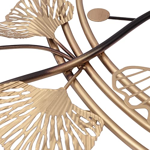 TdiriNar Metal Wall Art Decor For Living Room, 3D Ginkgo Tree Leaf Metal Wall Art Wall-Mounted Sculpture, Modern Luxury Hanging Nature Art Decor for Living Room Bedroom Kitchen Decoration Gifts