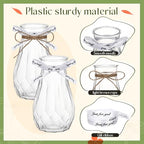 Bokon Set of 12 Pcs Small Plastic Bud Vases in Bulk with Gift Wrapping Ribbon, Vases for Flower, Wedding Centerpieces for Home Decor, Living Room, Office Decoration, Housewarming Party Gift (Clear)