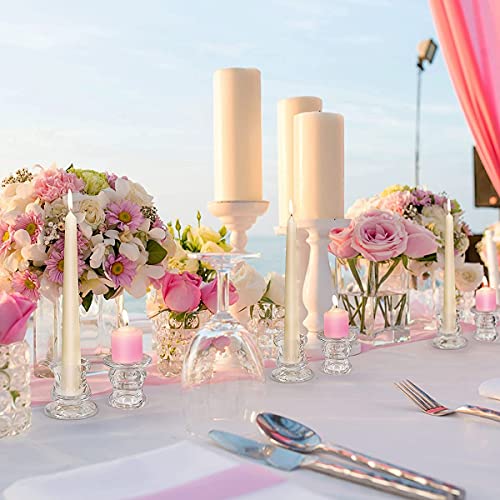 NITIME Candlestick Holders Bulk - 12PCS Taper Candle Holders for Table Centerpiece - Thick Glass Candle Holders for Wedding, Party and Festival Decoration - color: Clear