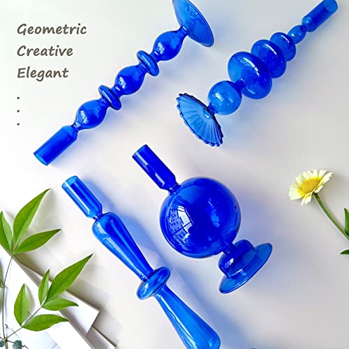 Candle Stick Candle Holder, Glass Candle Holders for Table Centerpiece, Modern Style Klein Blue Candle Holder Mixed 4pcs - color: Klein Blue