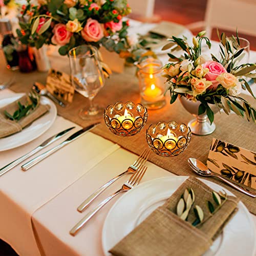 Potchen 30 Pcs Tea Light Candle Holders - Crystal Votive Candle Holders Tealight Jewel Bowl Stands Decorative Centerpiece for Wedding Party Home Table Decor (Gold) - color: Gold